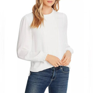 NWT CeCe Pintucked Long-Sleeve Blouse White Size Small